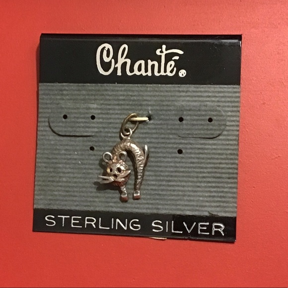 Sterling Silver cat charm.Vintage Chante. - Picture 1 of 4